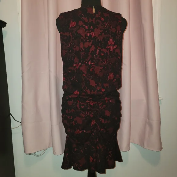 Michael Kors Knit Dress Red with Blacklace Demask - Picture 5 of 9